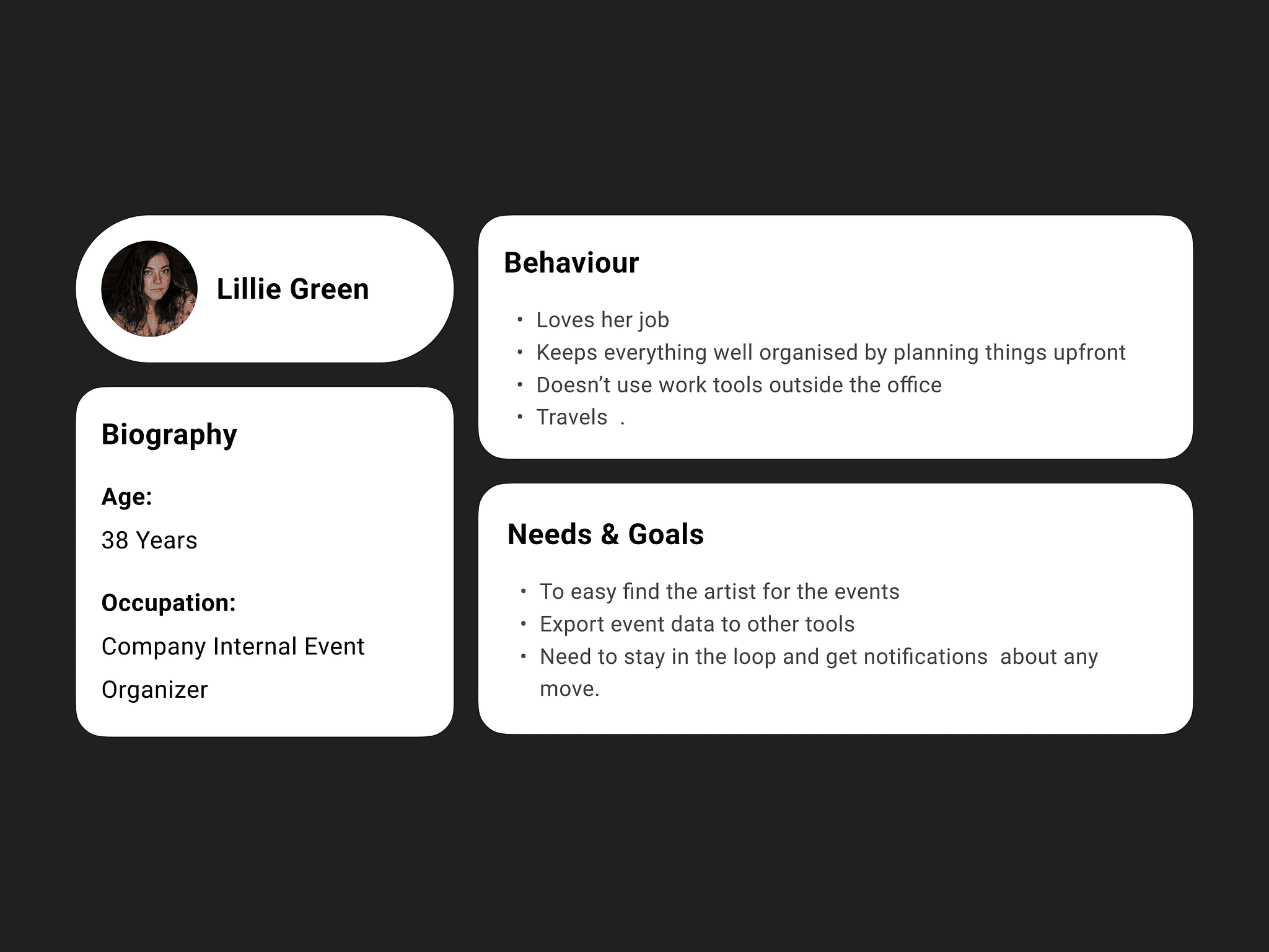 Persona — Lillie Green, Company Internal Event Organizer